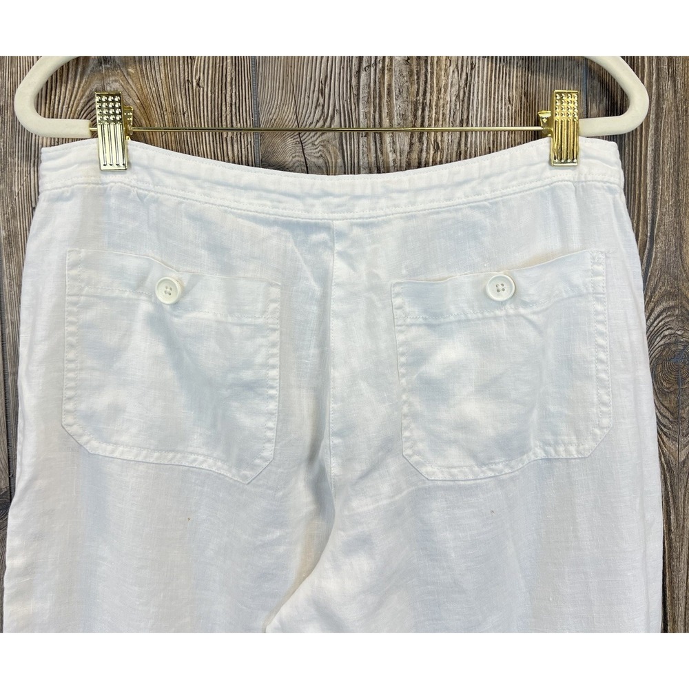 Tommy Bahama Womens 100% Linen Pants White Drawstring/Zip Size 31/31.5 Beachy - Picture 4 of 13